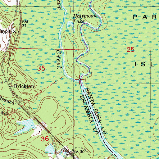 Topographic Map of Pine Barren Creek, FL