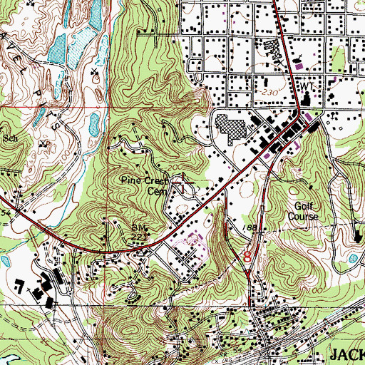 Topographic Map of Pine Crest Cemetery, AL