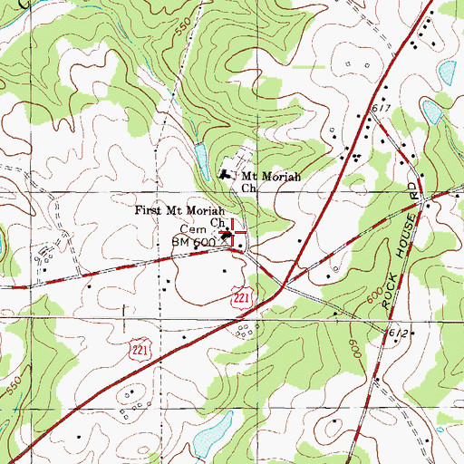 Topographic Map of First Mount Moriah Church, SC