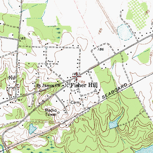 Topographic Map of Fisher Hill, SC