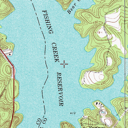 Topographic Map of Fishing Creek Reservoir, SC