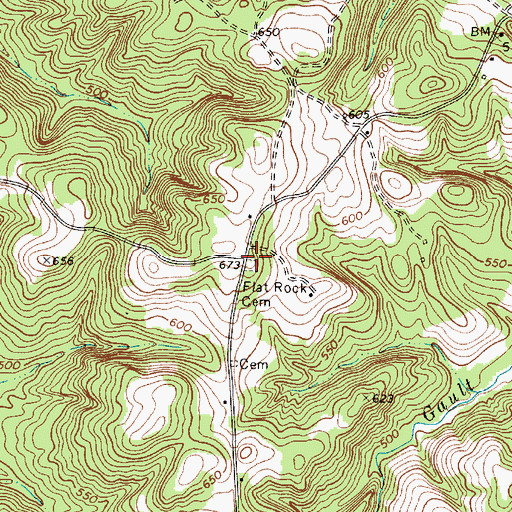 Topographic Map of Flat Rock Cemetery, SC