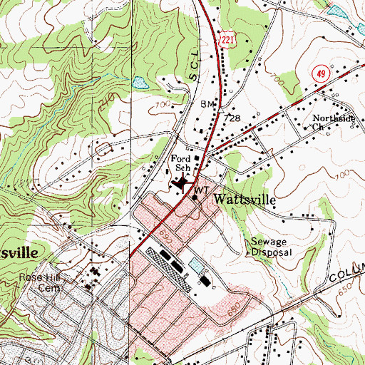 Topographic Map of Ford School, SC