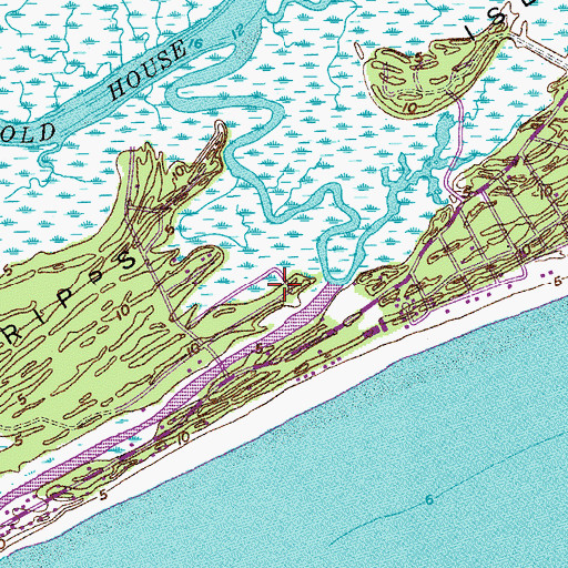 Topographic Map of Fripp Island, SC