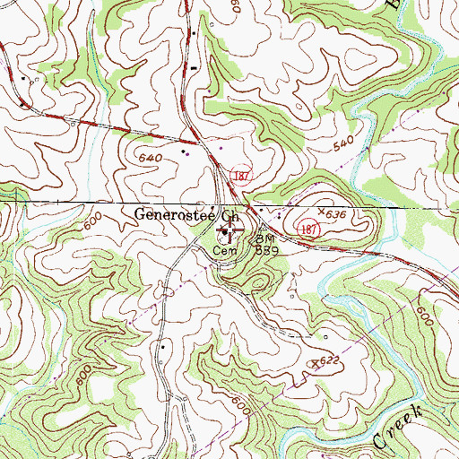 Topographic Map of Generostee Baptist Church, SC