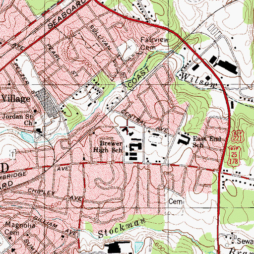 Topographic Map of Brewer Hospital (historical), SC