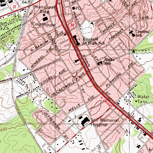 Topographic Map of Greenwood Hospital (historical), SC