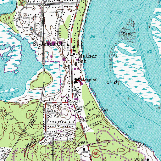 Topographic Map of Beaufort Memorial Hospital, SC