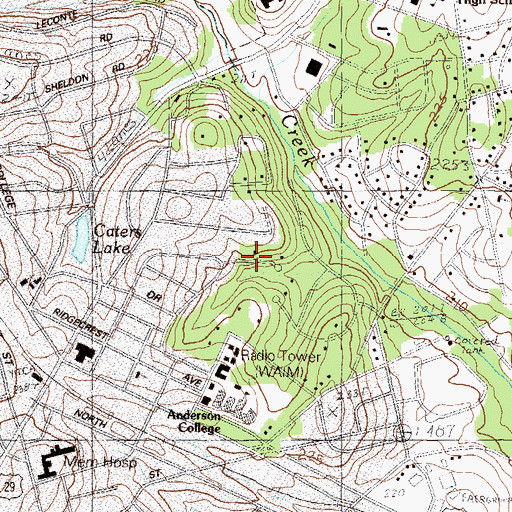 Topographic Map of Anderson County, SC