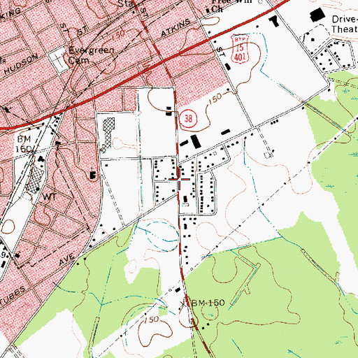 Topographic Map of Marlboro County, SC