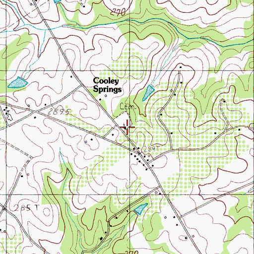 Topographic Map of Cooley Springs Baptist Church, SC