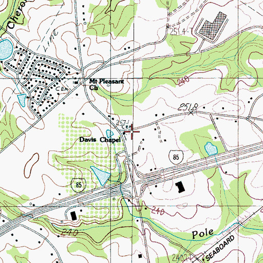 Topographic Map of Davis Chapel Wesleyan Church Graveyard, SC