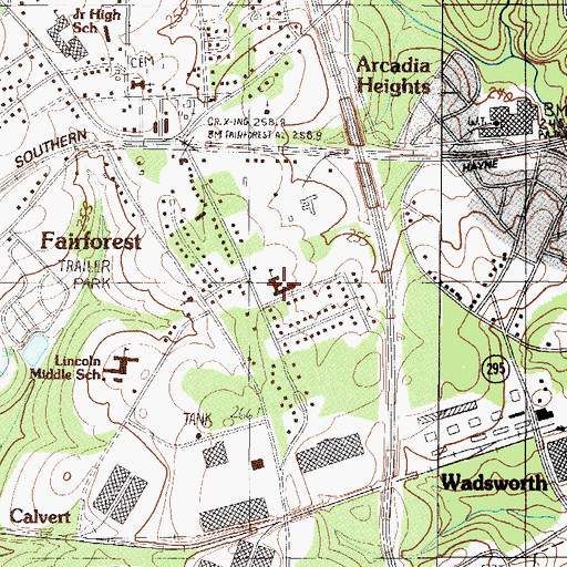 Topographic Map of Fairforest Elementary School, SC