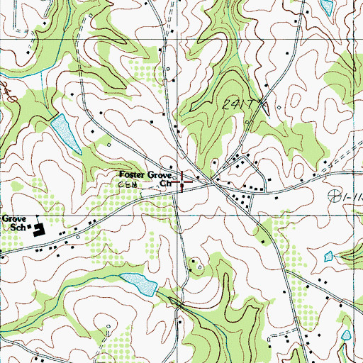 Topographic Map of Fosters Grove Baptist Church, SC