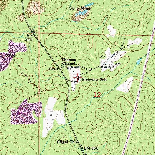Topographic Map of Pineview School (historical), AL
