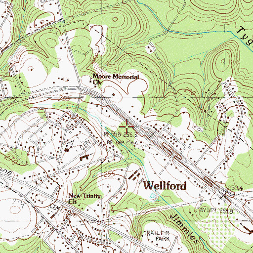 Topographic Map of Wellford Primary School, SC