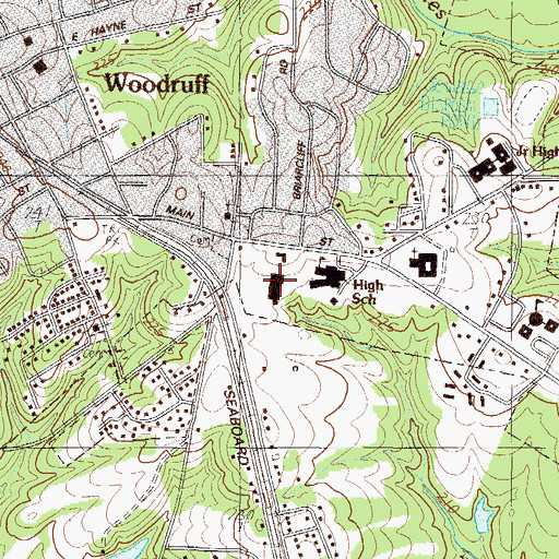 Topographic Map of Woodruff Plaza Shopping Center, SC