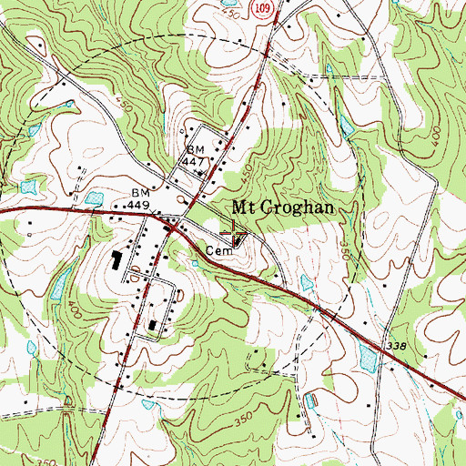 Topographic Map of Mount Croghan Cemetery, SC