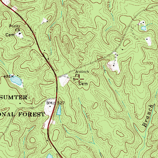 Topographic Map of Antioch Cemetery, SC