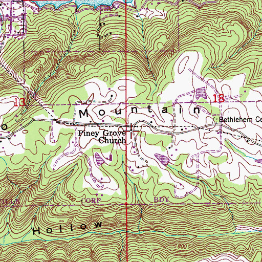Topographic Map of Piney Grove Church, AL