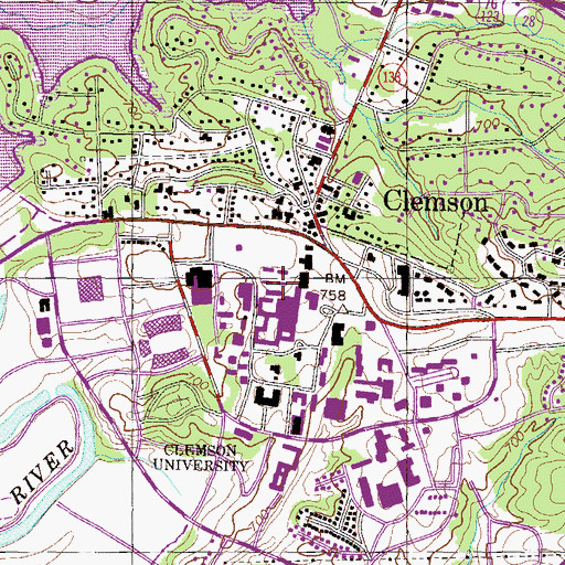 Topographic Map of Bowen Hall, SC