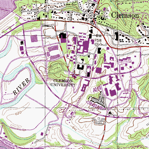 Topographic Map of Earle Hall, SC