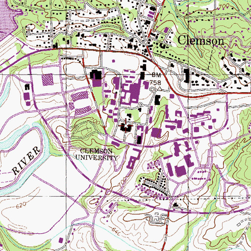 Topographic Map of Sirrine Hall, SC