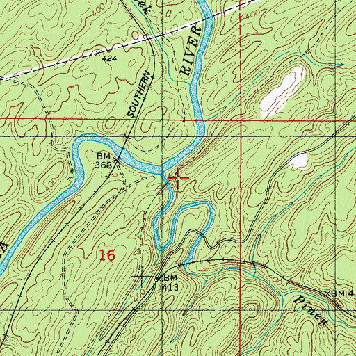 Topographic Map of Piney Woods Creek, AL