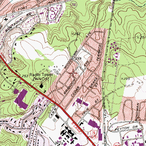 Topographic Map of Brandon Acres, SC
