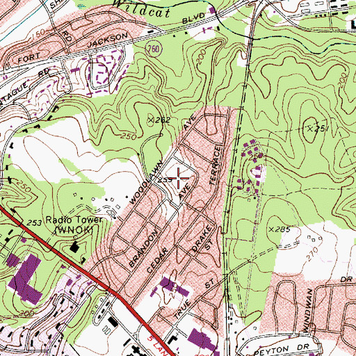 Topographic Map of Hampton Memorial Park, SC