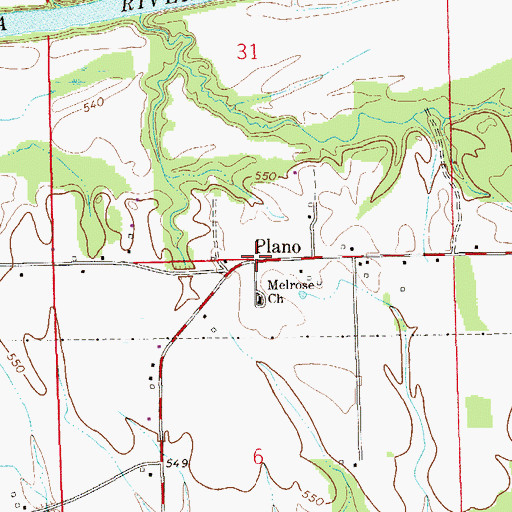 Topographic Map of Plano, AL