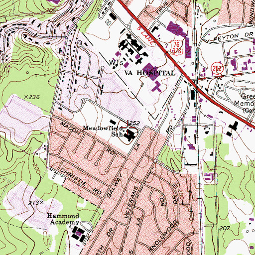 Topographic Map of Meadowfield School, SC