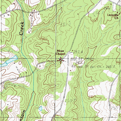 Topographic Map of Mose Chapel, SC