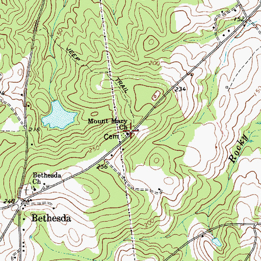 Topographic Map of Mount Mary Baptist Church, SC
