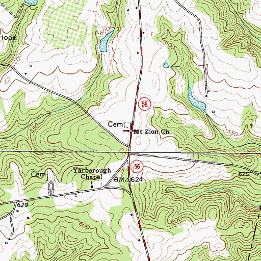 Topographic Map of Mount Zion Church, SC