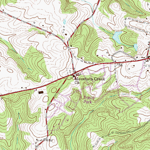 Topographic Map of Mountain Creek Baptist Church, SC