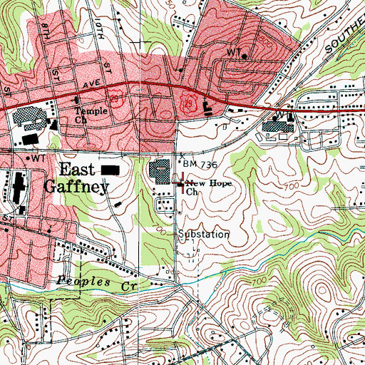 Topographic Map of New Hope Baptist Church, SC