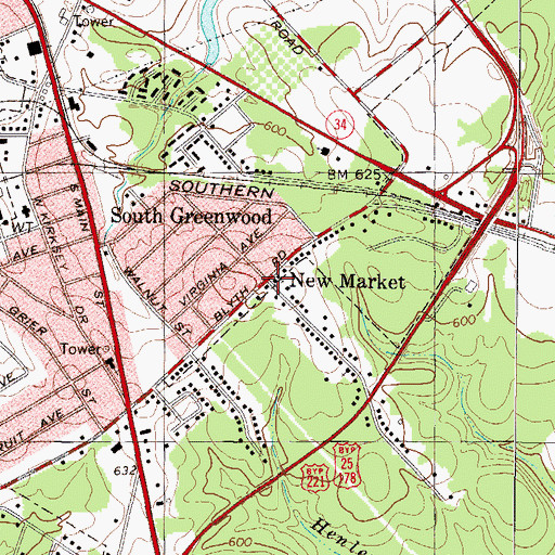 Topographic Map of New Market, SC