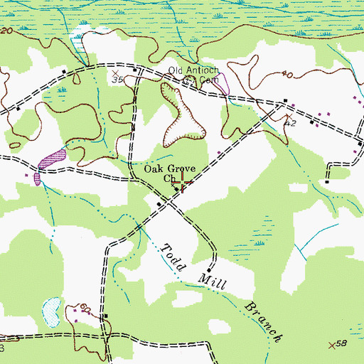 Topographic Map of Oak Grove Church, SC