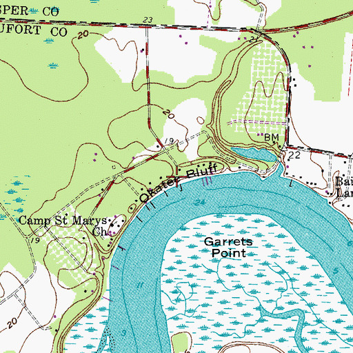 Topographic Map of Okatee Bluff, SC