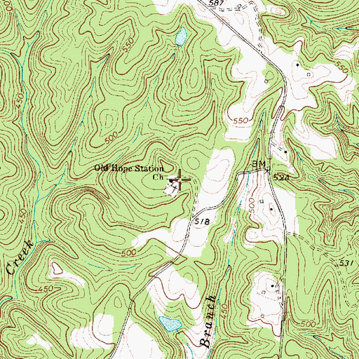 Topographic Map of Old Hope Station Church, SC
