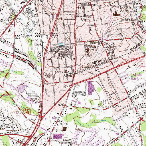 Topographic Map of Orrville Baptist Church, SC
