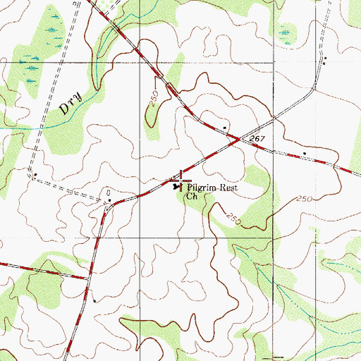 Topographic Map of Pilgrim Rest Baptist Church, SC