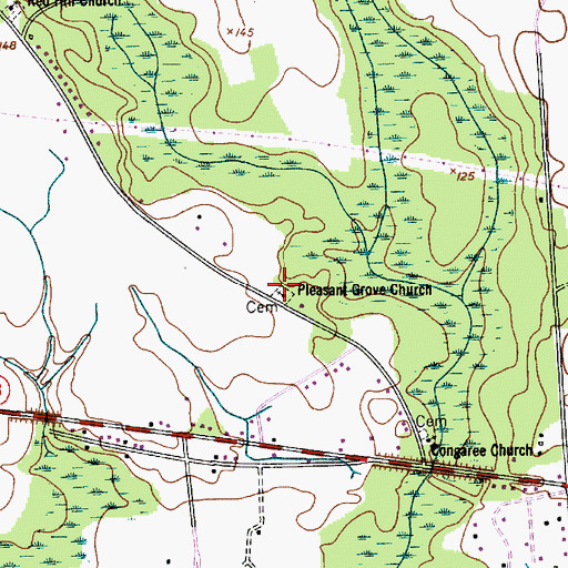 Topographic Map of Pleasant Grove Church, SC