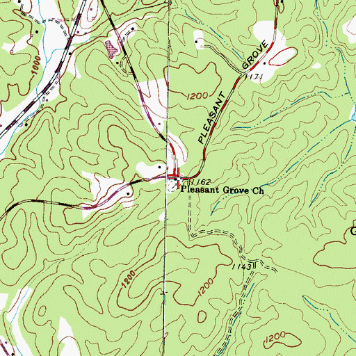 Topographic Map of Pleasant Grove Baptist Church, SC