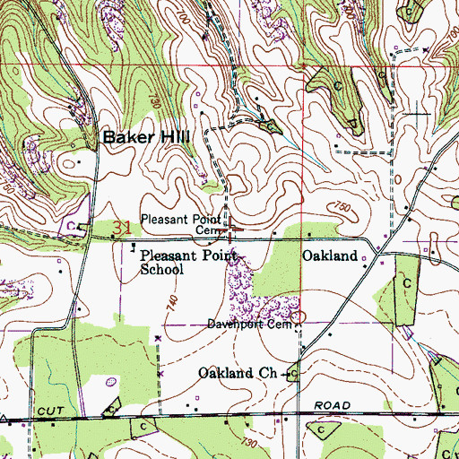 Topographic Map of Pleasant Point Cemetery, AL