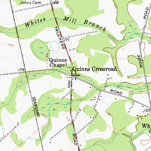 Topographic Map of Quinns Crossroad, SC