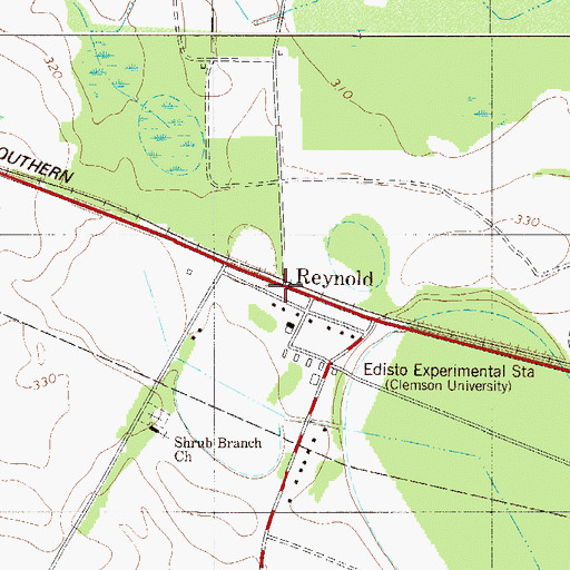 Topographic Map of Reynold, SC