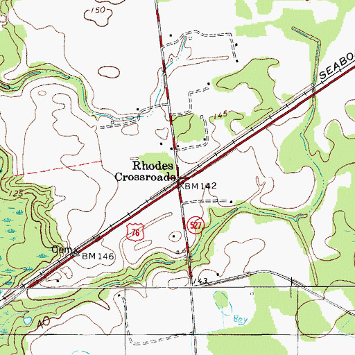 Topographic Map of Rhodes Crossroads, SC
