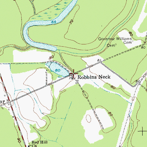 Topographic Map of Robbins Neck, SC